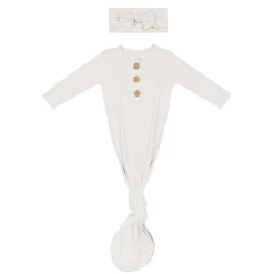 Kyte Baby Knotted Gown with Bow Set in Oat New
