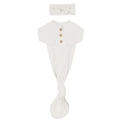 Kyte Baby Knotted Gown with Bow Set in Oat New