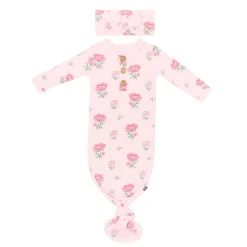 Kyte Baby Knotted Gown with Bow Set in Sakura Peony Sale