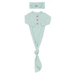 Kyte Baby Knotted Gown with Bow Set in Sage Discount