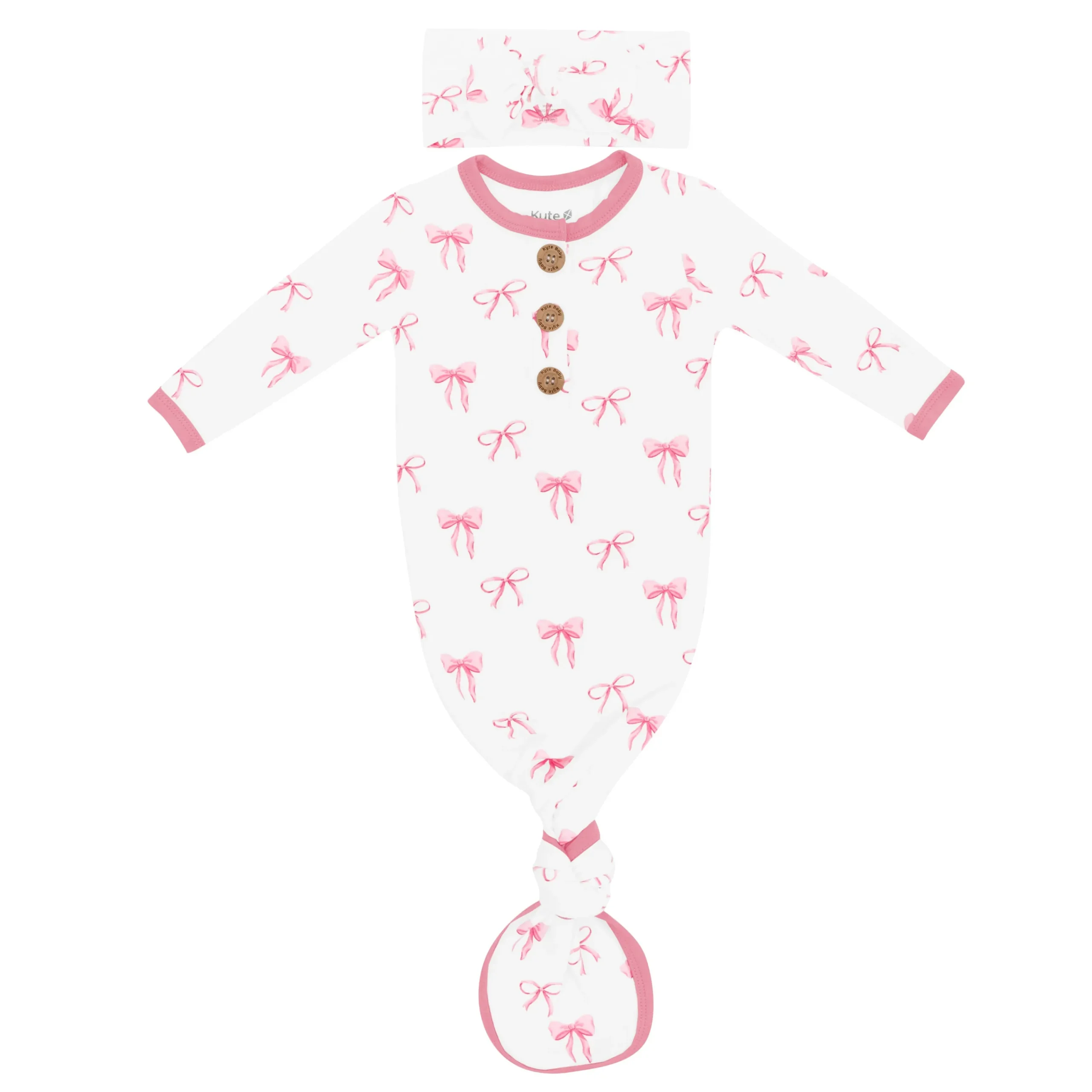 Kyte Baby Knotted Gown with Set in Bow Hot