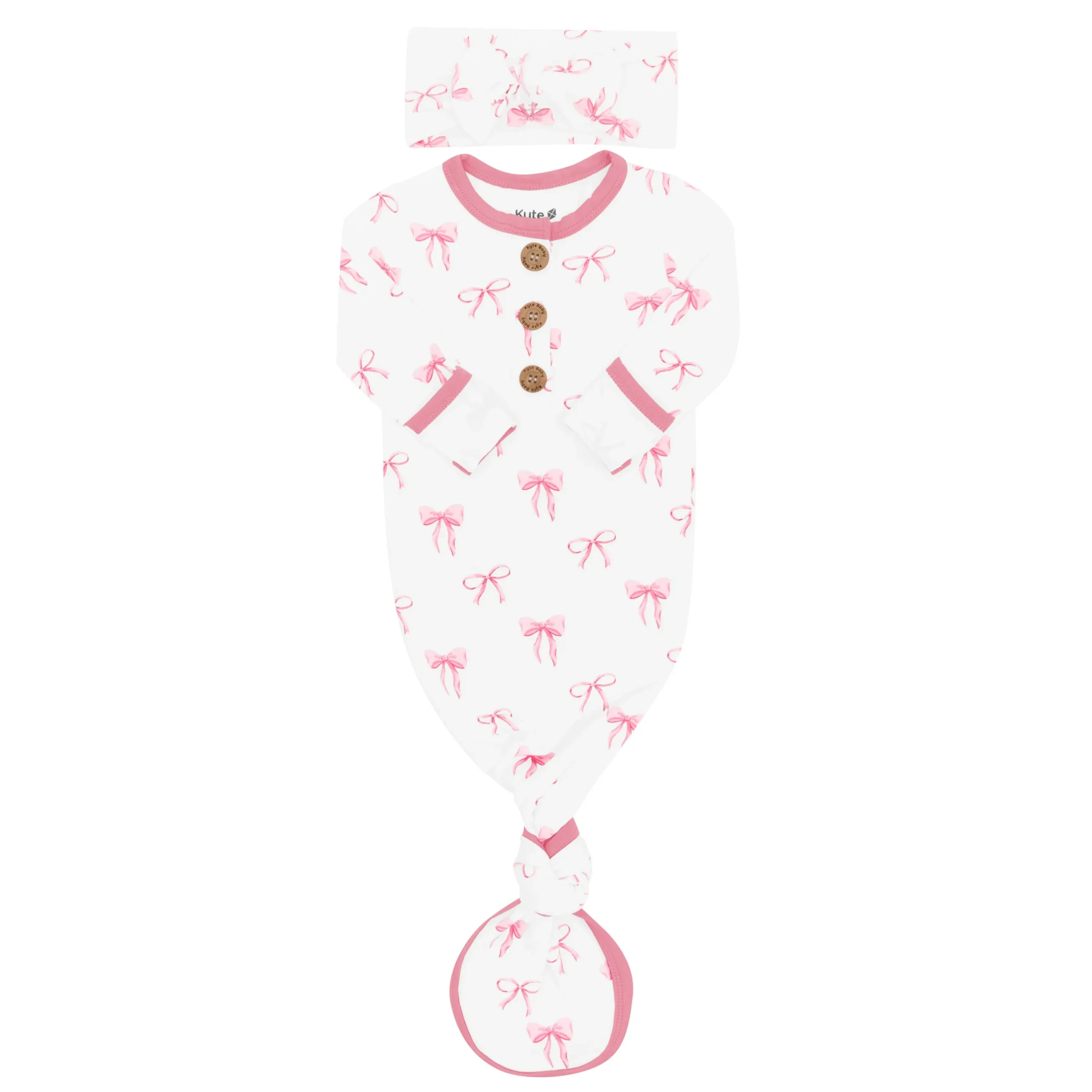 Kyte Baby Knotted Gown with Set in Bow Hot