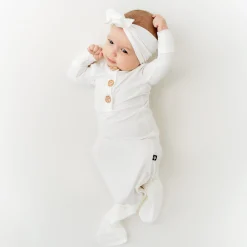 Kyte Baby Knotted Gown with Bow Set in Cloud Discount