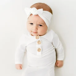 Kyte Baby Knotted Gown with Bow Set in Cloud Discount