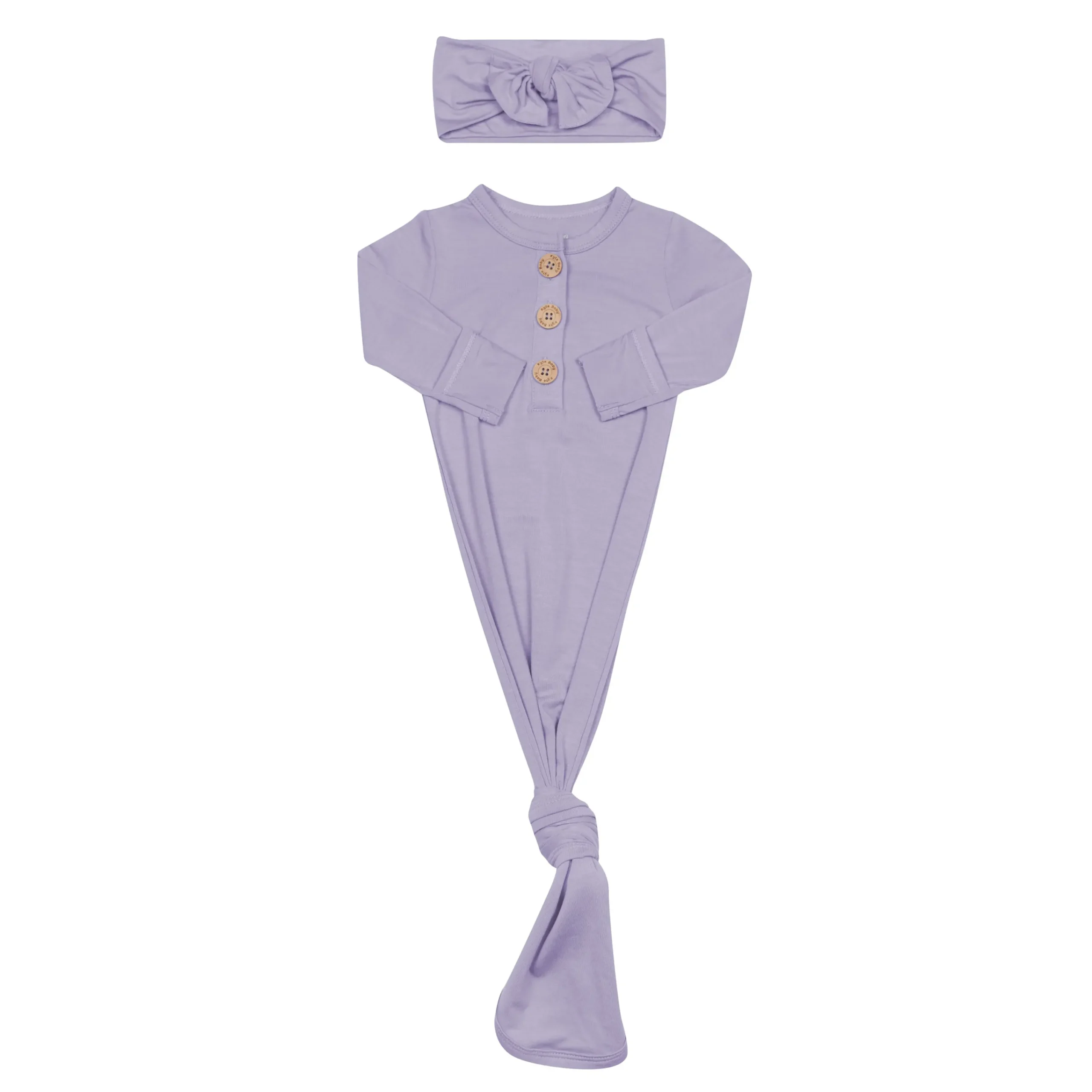 Kyte Baby Knotted Gown with Bow Set in Taro Online
