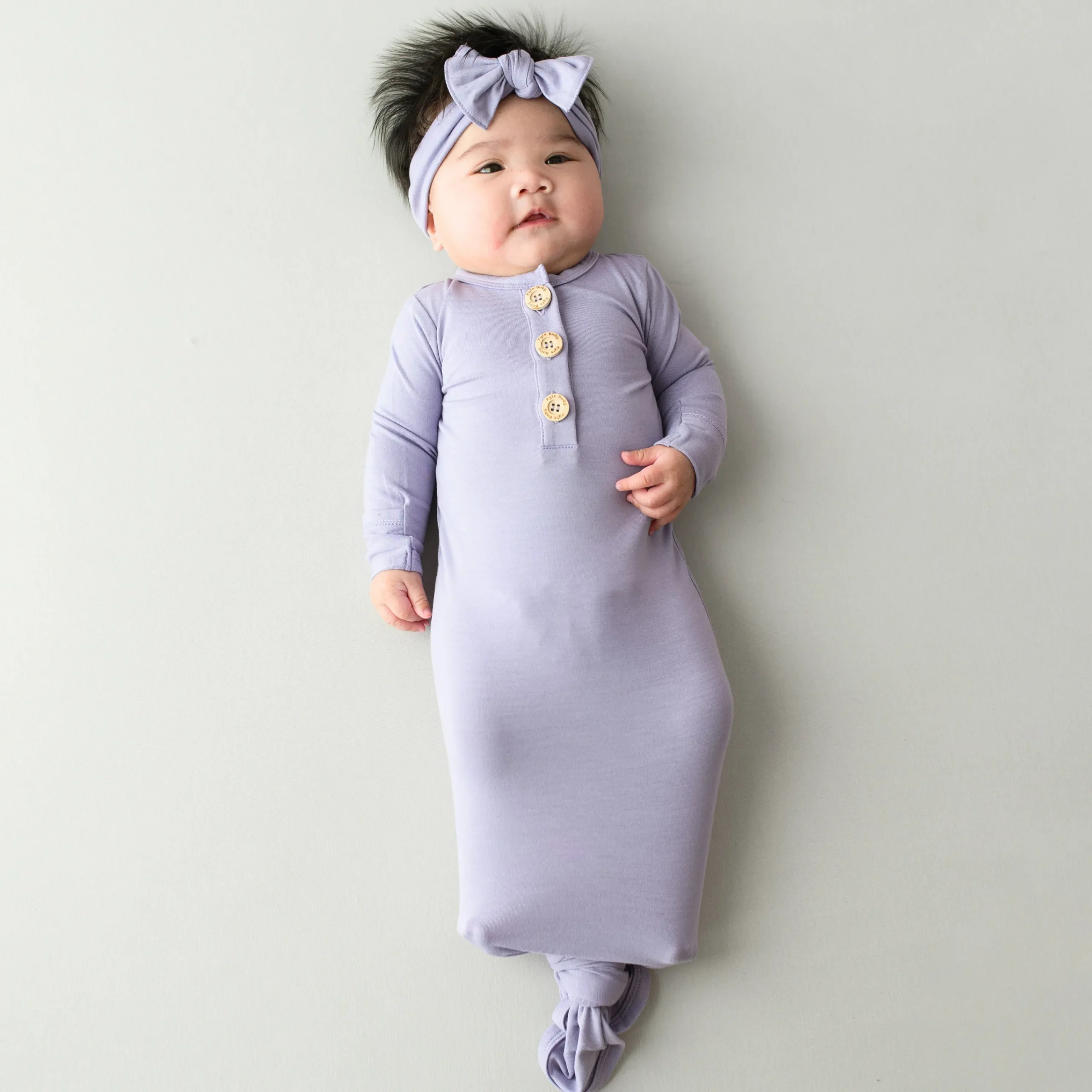 Kyte Baby Knotted Gown with Bow Set in Taro Online