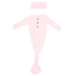 Kyte Baby Knotted Gown with Bow Set in Sakura
