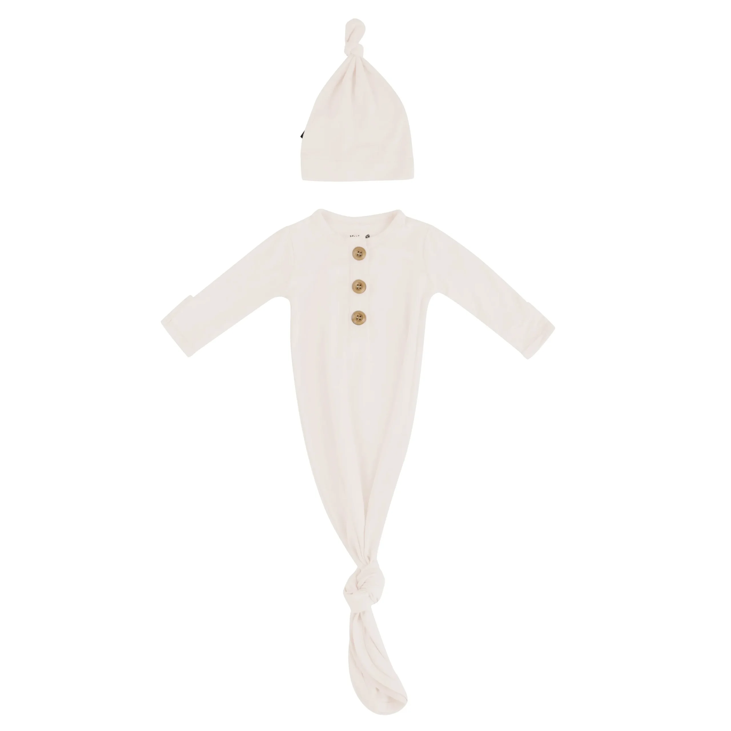 Kyte Baby Knotted Gown with Hat Set in Oat Online