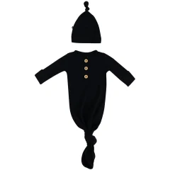Kyte Baby Knotted Gown with Hat Set in Midnight Discount