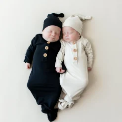 Kyte Baby Knotted Gown with Hat Set in Midnight Discount