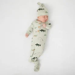 Kyte Baby Knotted Gown with Hat Set in Fishing New