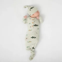 Kyte Baby Knotted Gown with Hat Set in Fishing New