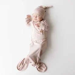 Kyte Baby Knotted Gown with Hat Set in Blush Clearance