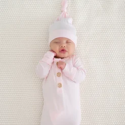 Kyte Baby Knotted Gown with Hat Set in Sakura Online