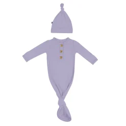 Kyte Baby Knotted Gown with Hat Set in Taro