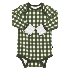 Kyte Baby Long Sleeve Bodysuit in Gingham Fir Discount