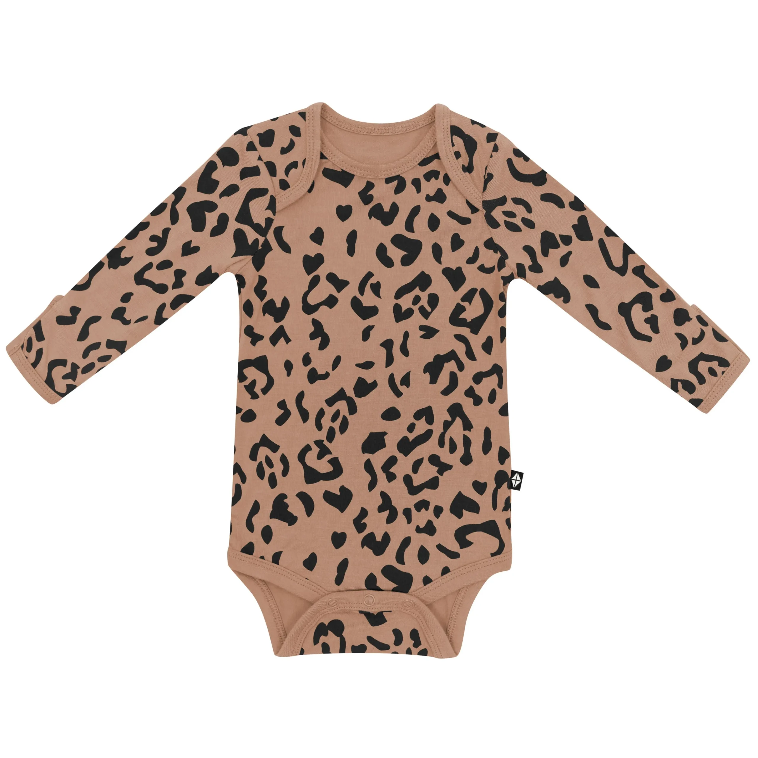 Kyte Baby Long Sleeve Bodysuit in Latte Leopard Best