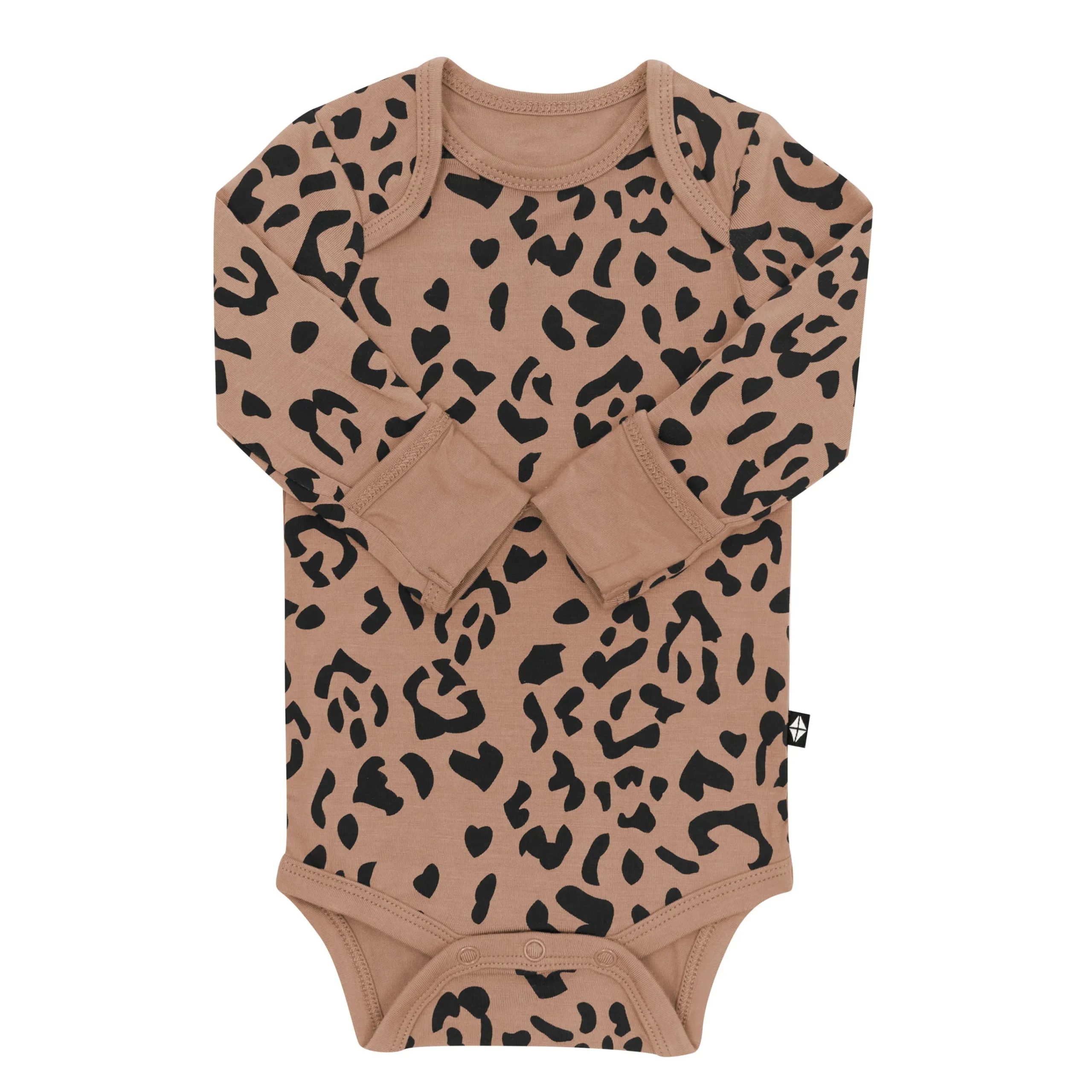 Kyte Baby Long Sleeve Bodysuit in Latte Leopard Best
