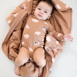 Kyte Baby Long Sleeve Bodysuit in Pig Outlet