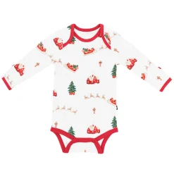 Kyte Baby Long Sleeve Bodysuit in Santa Sleigh New