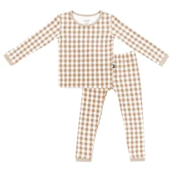 Kyte Baby Long Sleeve Pajamas in Gingham Bisque Outlet