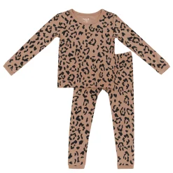 Kyte Baby Long Sleeve Pajamas in Latte Leopard Clearance