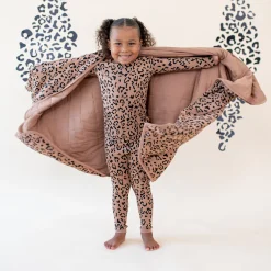 Kyte Baby Long Sleeve Pajamas in Latte Leopard Clearance