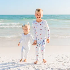 Kyte Baby Long Sleeve Pajamas in Small Mist Stripe Best