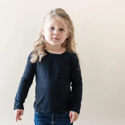 Kyte Baby Long Sleeve Toddler Crew Neck Tee in Midnight Clearance