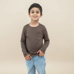 Kyte Baby Long Sleeve Toddler Crew Neck Tee in Espresso New
