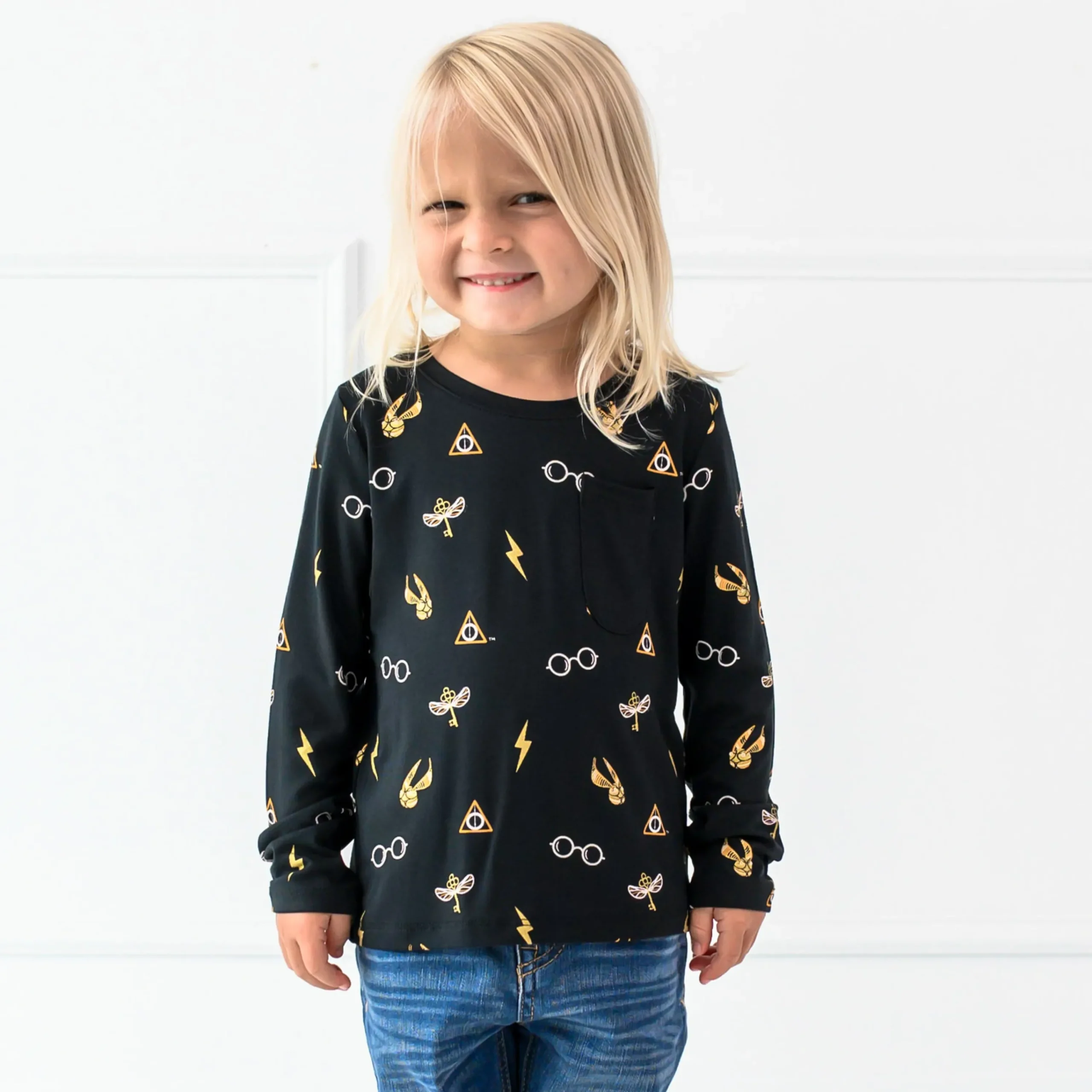Kyte Baby Long Sleeve Toddler Crew Neck Tee in Midnight Icon Online