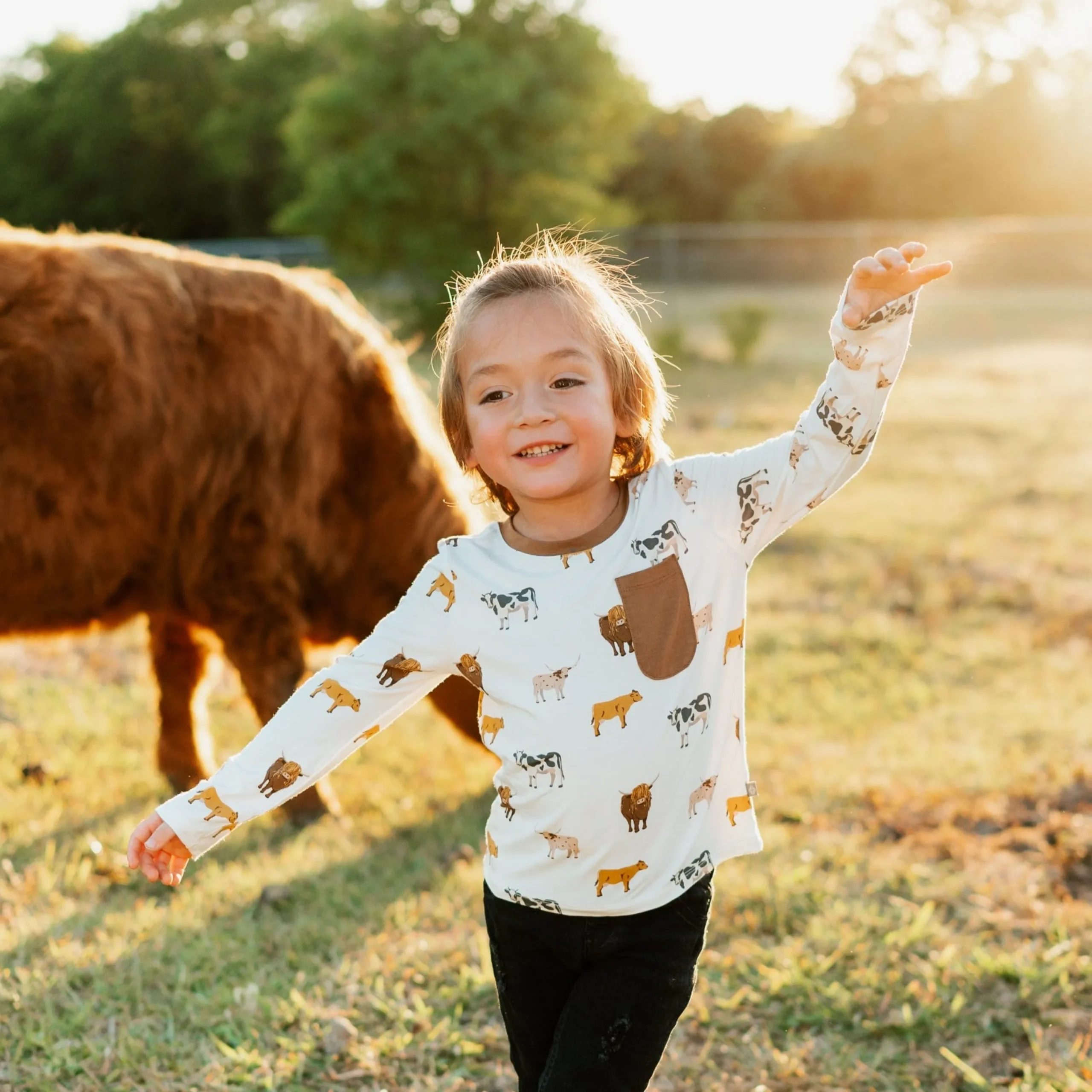 Kyte Baby Long Sleeve Toddler Crew Neck Tee in Moo
