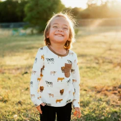 Kyte Baby Long Sleeve Toddler Crew Neck Tee in Moo