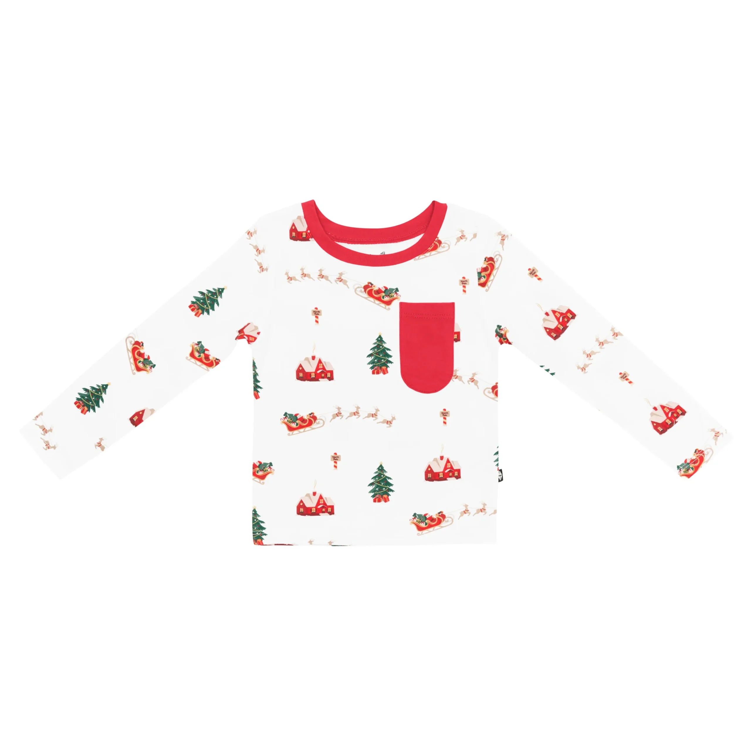 Kyte Baby Long Sleeve Toddler Crew Neck Tee in Santa Sleigh Hot