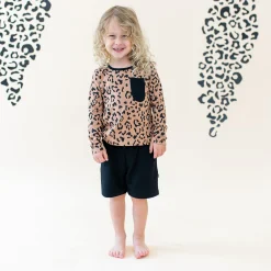 Kyte Baby Long Sleeve Toddler Crew Neck Tee in Latte Leopard Online