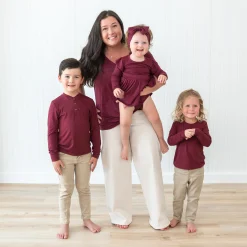 Kyte Baby Long Sleeve Toddler Crew Neck Tee in Burgundy Sale