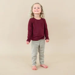 Kyte Baby Long Sleeve Toddler Crew Neck Tee in Burgundy Sale
