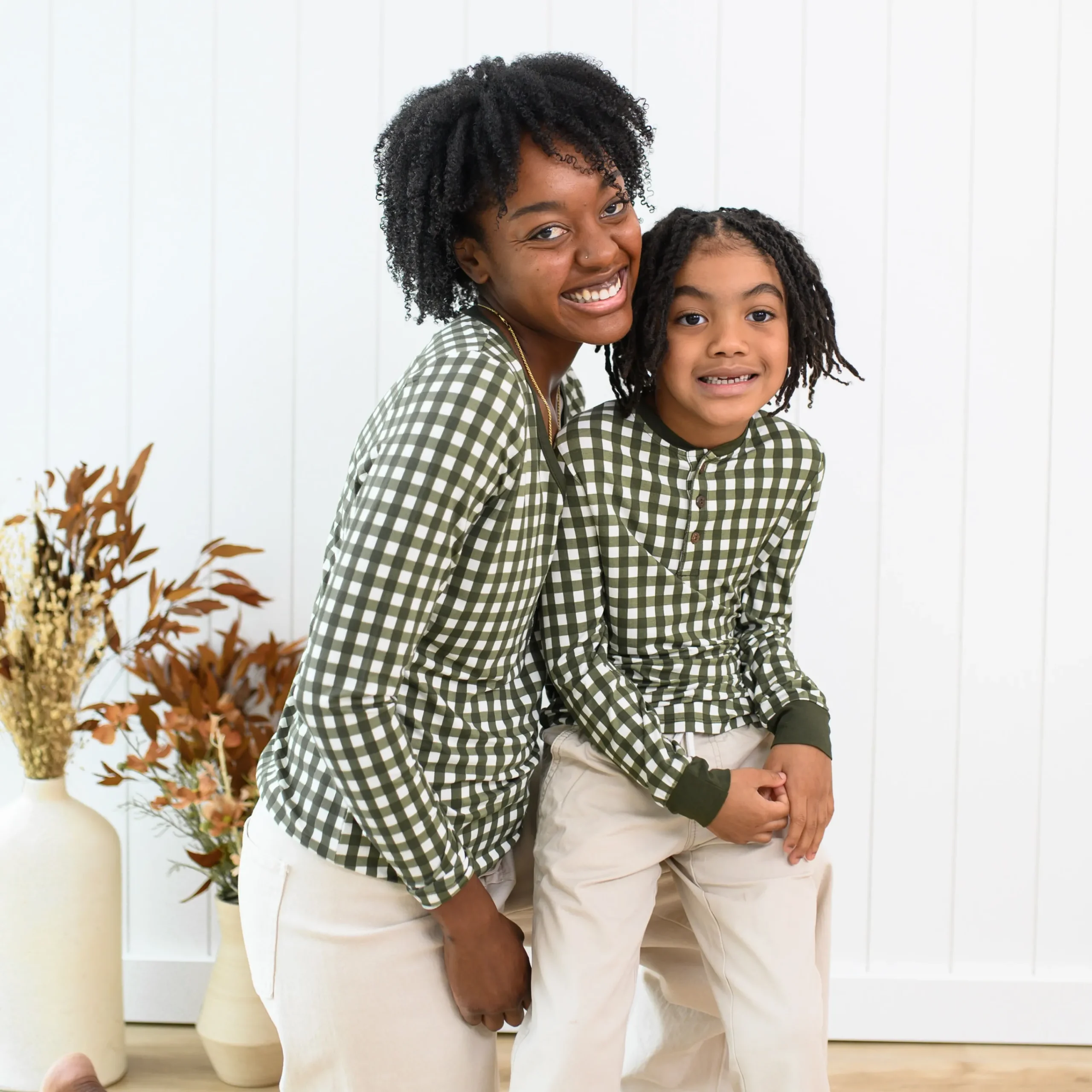 Kyte Baby Long Sleeve Toddler Henley Tee in Gingham Fir Best