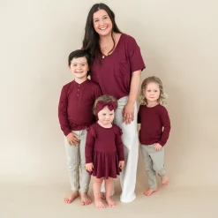 Kyte Baby Long Sleeve Toddler Henley Tee in Burgundy Best