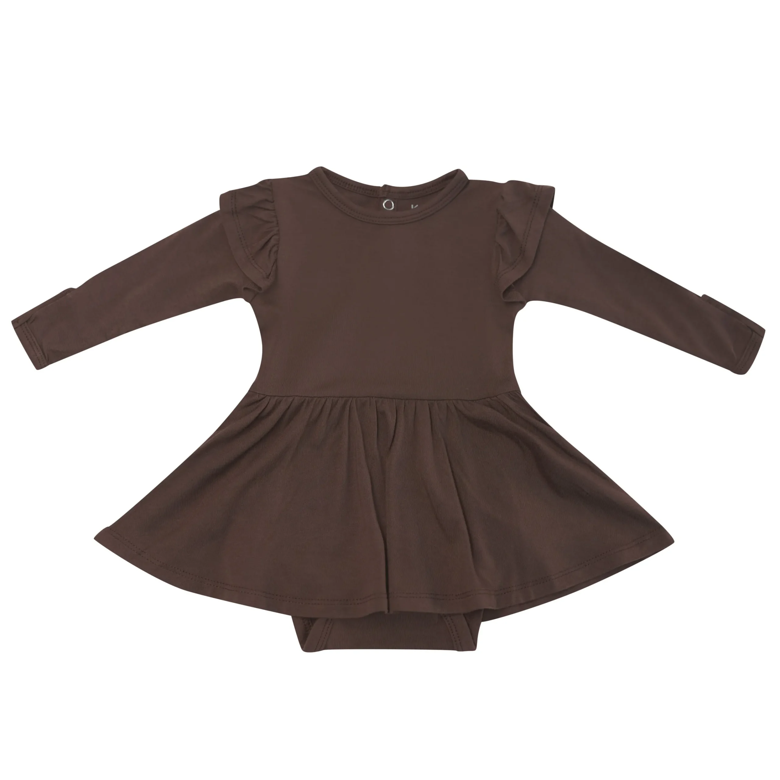 Kyte Baby Long Sleeve Twirl Bodysuit Dress in Espresso Hot