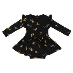 Kyte Baby Long Sleeve Twirl Bodysuit Dress in Midnight Icon Sale