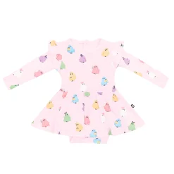 Kyte Baby Long Sleeve Twirl Bodysuit Dress in Pastel Ghost Discount