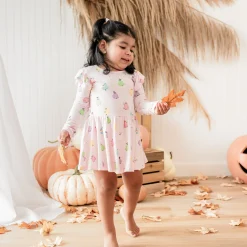 Kyte Baby Long Sleeve Twirl Bodysuit Dress in Pastel Ghost Discount