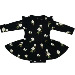 Kyte Baby Long Sleeve Twirl Bodysuit Dress in Small Midnight Magnolia Discount