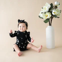 Kyte Baby Long Sleeve Twirl Bodysuit Dress in Small Midnight Magnolia Discount