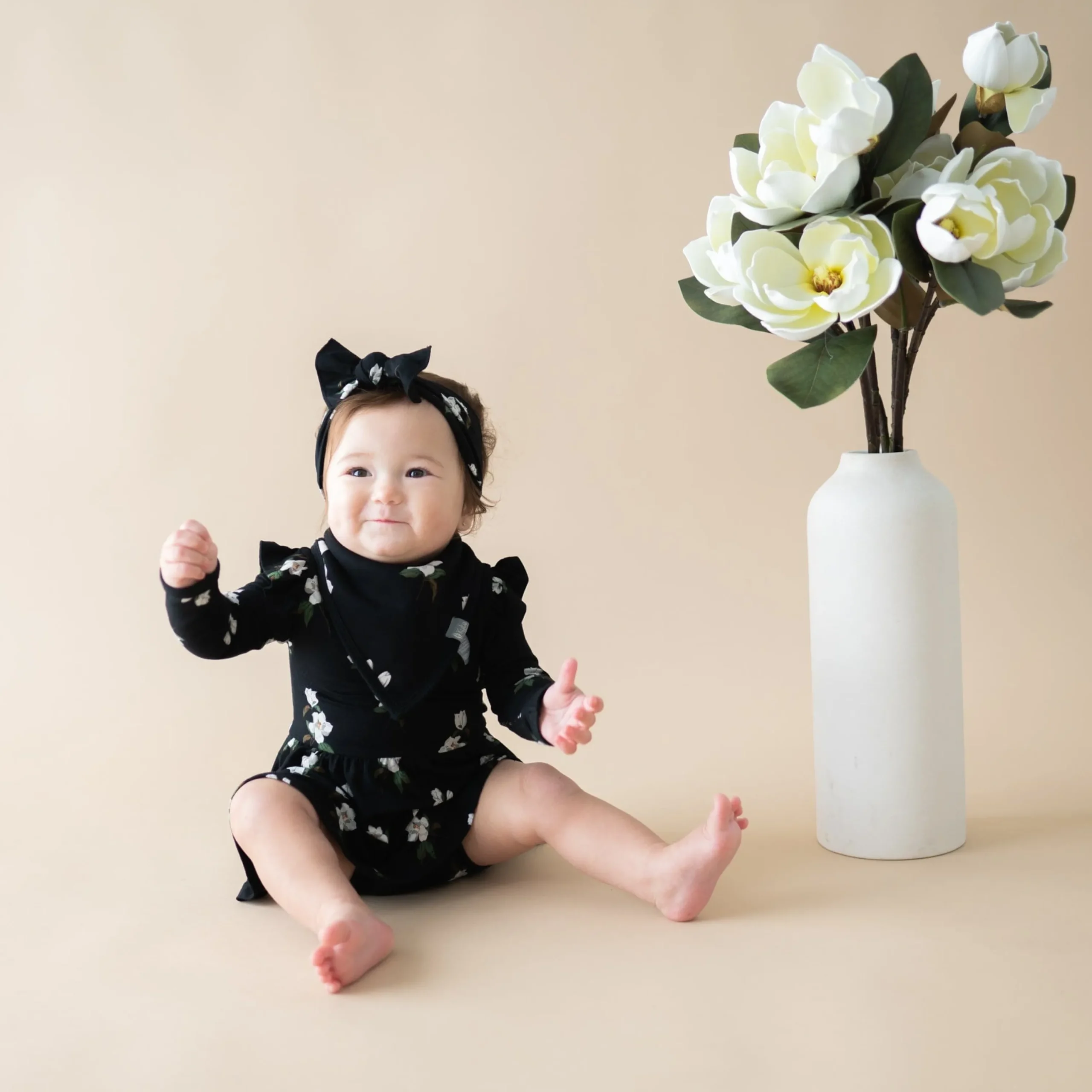 Kyte Baby Long Sleeve Twirl Bodysuit Dress in Small Midnight Magnolia Discount
