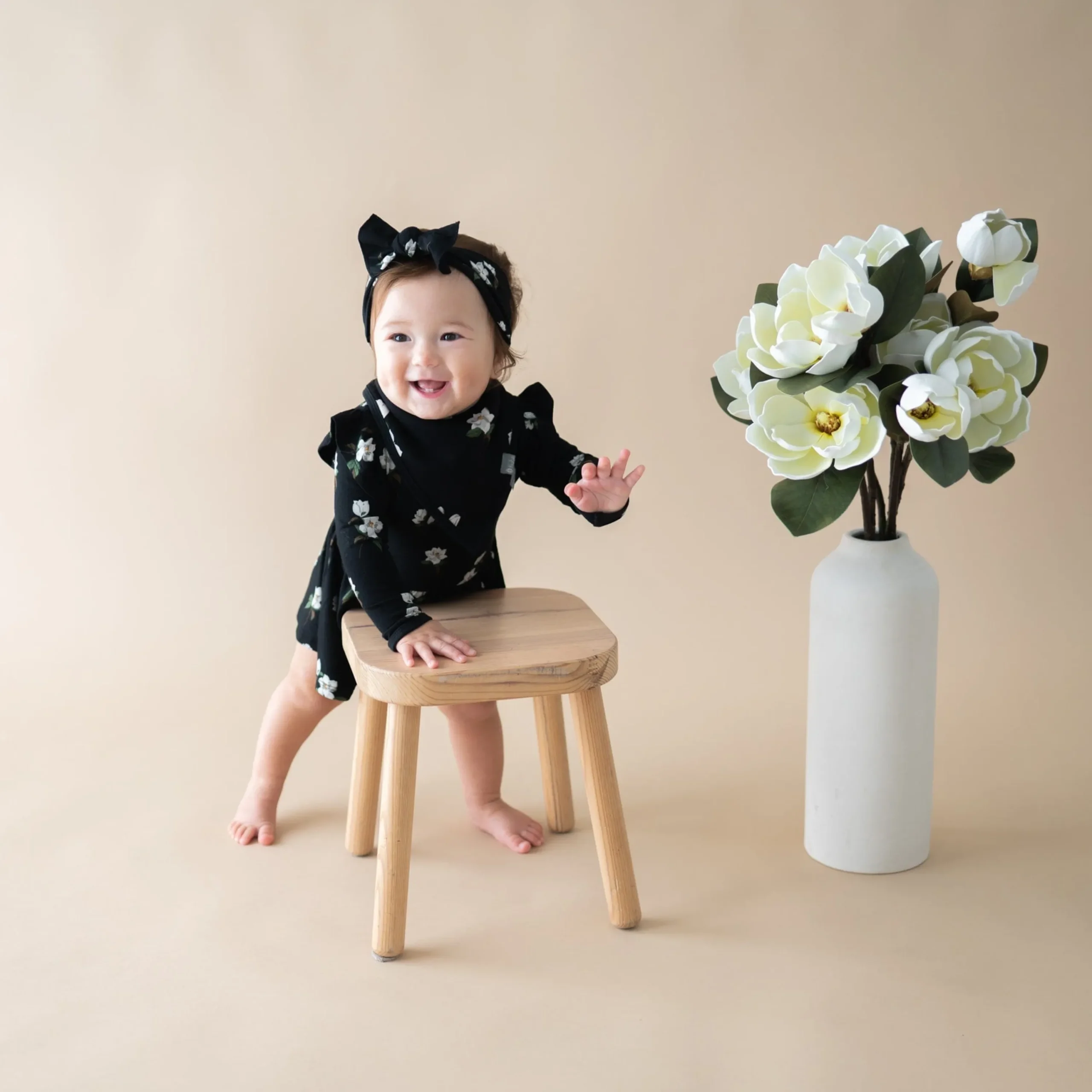 Kyte Baby Long Sleeve Twirl Bodysuit Dress in Small Midnight Magnolia Discount