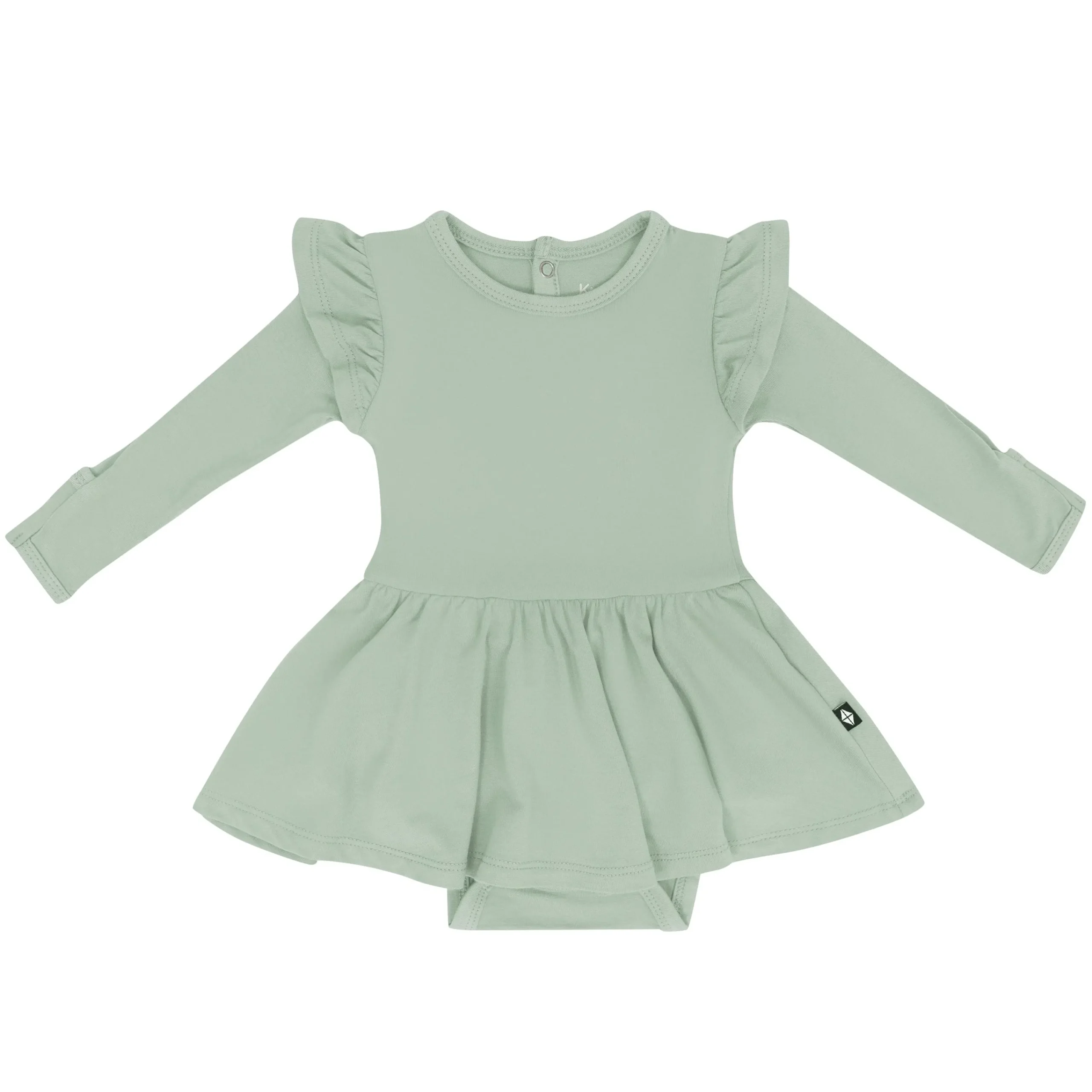 Kyte Baby Long Sleeve Twirl Bodysuit Dress in Thyme Clearance