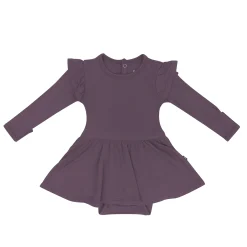 Kyte Baby Long Sleeve Twirl Bodysuit Dress in Currant Best