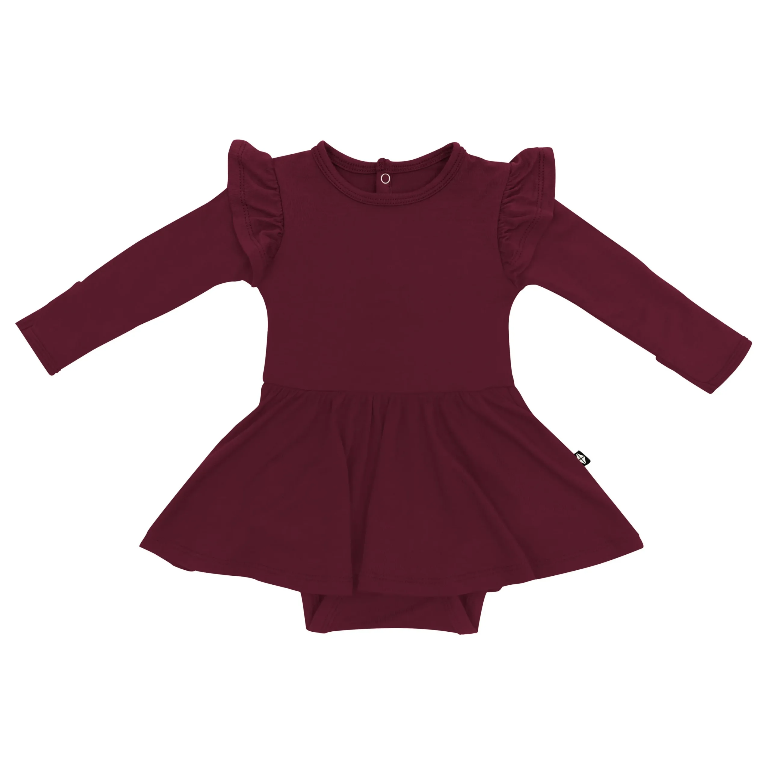 Kyte Baby Long Sleeve Twirl Bodysuit Dress in Burgundy Hot